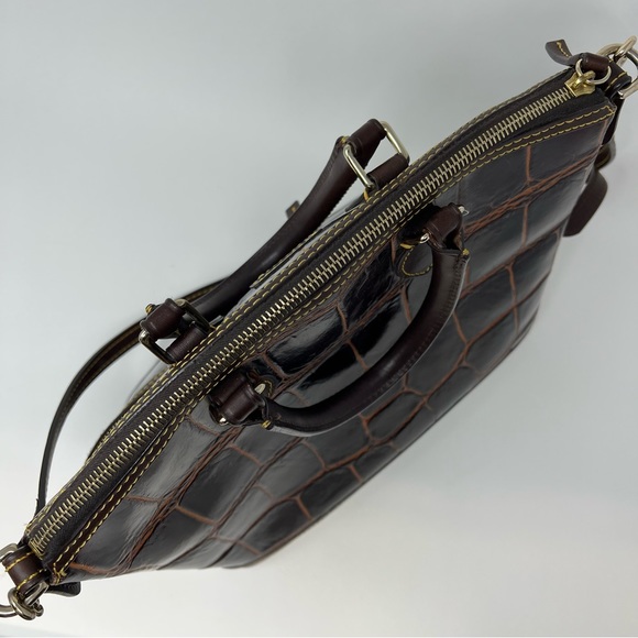 Dooney & Bourke Dillen Crocodile Bag Double Pocket Satchel Reptile Embossed - Picture 9 of 14